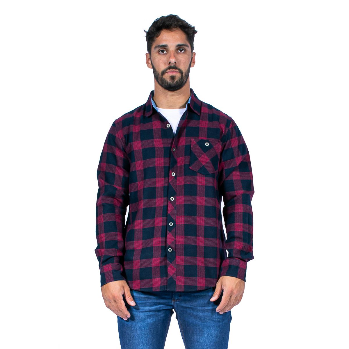 jaqueta jeans flanelada